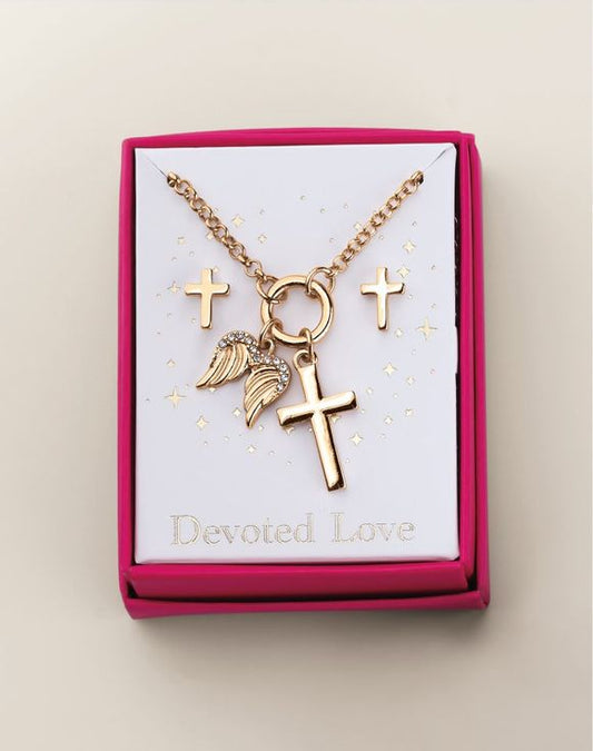 Sacred Sentiments Necklace & Earring Cross Set